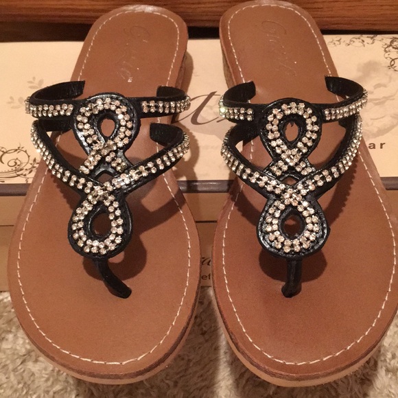 NIB GRAZIE PRINCESS SANDAL THONG BLING FLATS 6 - Picture 2 of 8